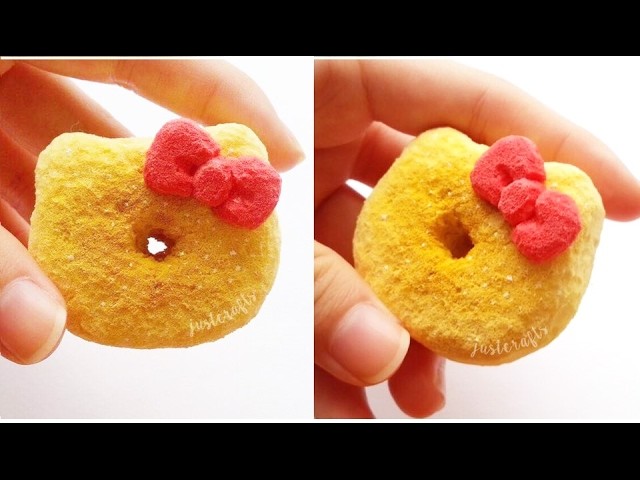 DIY Hello Kitty donut squishy using cosmetic sponges ♥ | homemade squishy tutorial