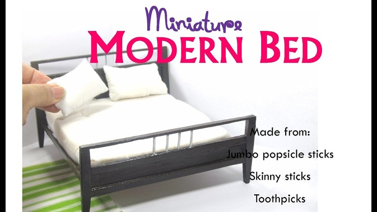 DIY Modern Contemporary Bed Dollhouse Miniature Furniture Tutorial