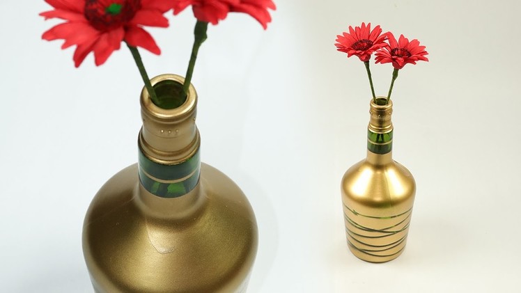 DIY Wine Bottle Craft -  Turn Waste Wine Bottle into Beautiful Flower Vase