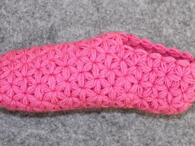 Easier Part 1 - Crochet Slippers for Men or Women - Adult Size - Triangle Star Stitch  Puffed