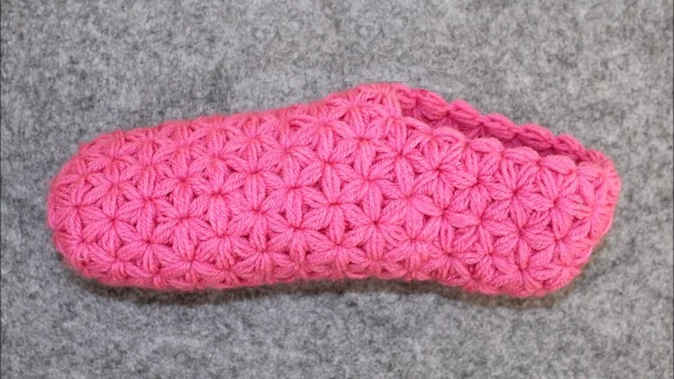Easier Part 1 - Crochet Slippers for Men or Women - Adult Size - Triangle Star Stitch  Puffed