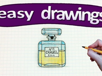 Easy drawings #243 Drawing a Chanel Perfume Bottle. drawings for beginners