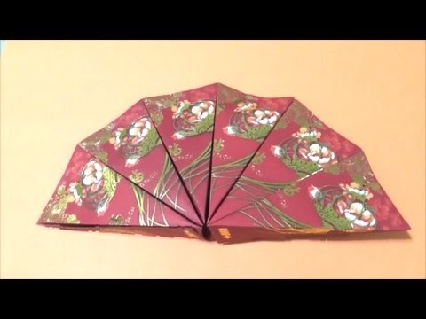 Easy Origami How to make CNY Ornamental Fan 简单手工折纸扇子.簡単折り中華の扇子です