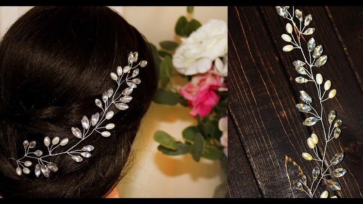 How To DIY Hair Comb Headpiece Hair Vine with crystals and rhinestones