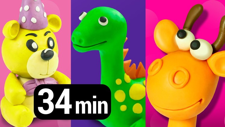 Collection of Play Doh Videos creative DIY fun for Kids | Learn colors numbers shapes animals