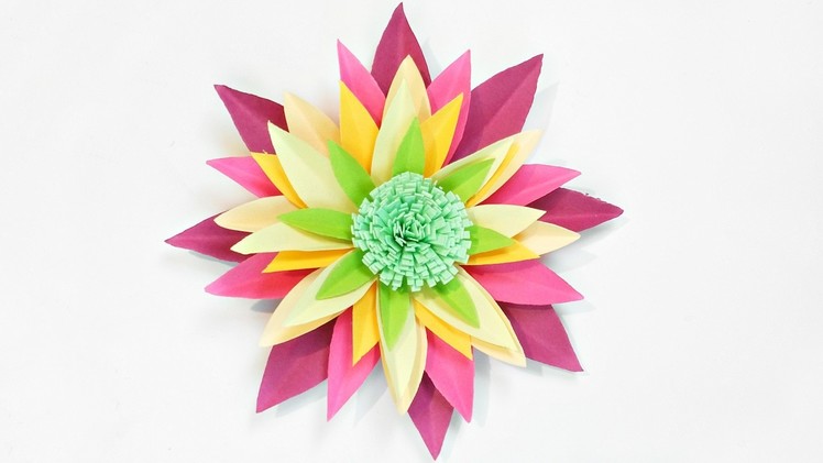 Dahlia paper flower diy making tutorial. Paper flowers decorations easy for children, for kids