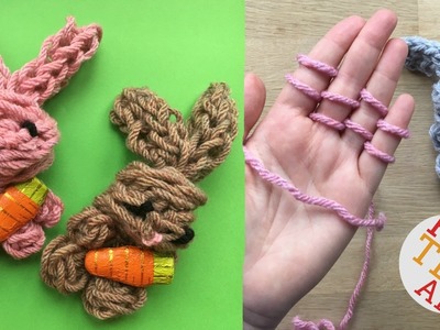 Finger Knitting Bunny DIY - No Sew Knitted Bunny How To