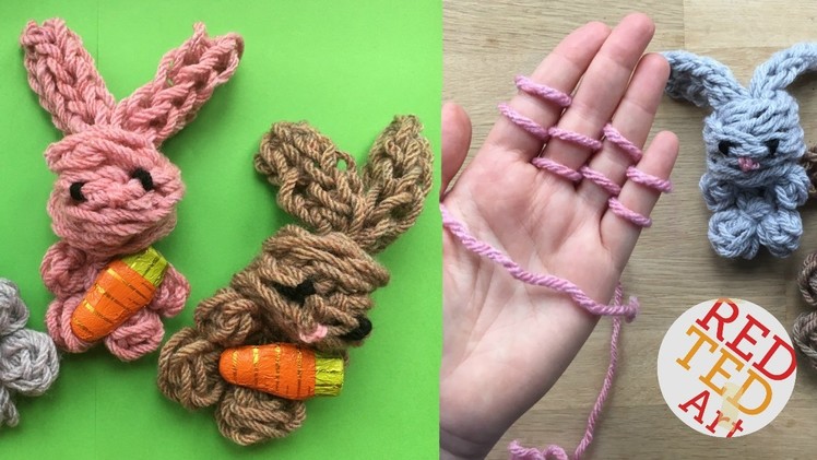Finger Knitting Bunny DIY - No Sew Knitted Bunny How To