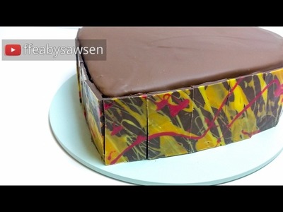 How to cover a cake in chocolate and make decorative chocolate slabs - pouring chocolate recipe