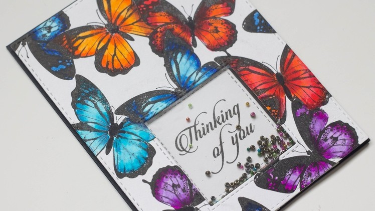 How to create a stamped butterfly background using masking technique
