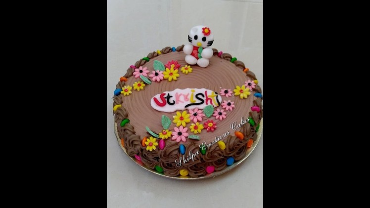 How to decorate Eggless Chocolate cake with Kitty kat