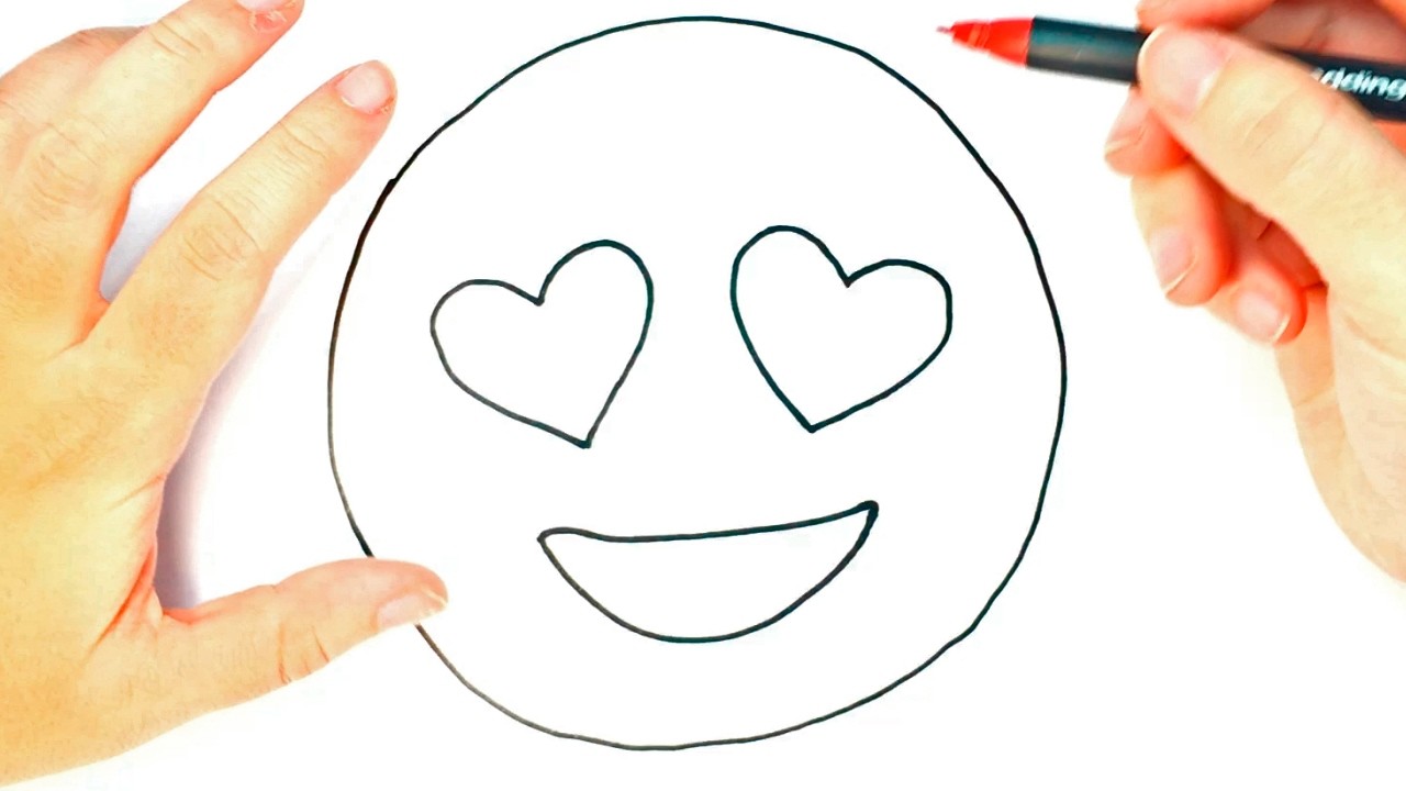 How To Draw A Heart Eyes Emoji For Kids Heart Eyes Emoji Easy Draw 