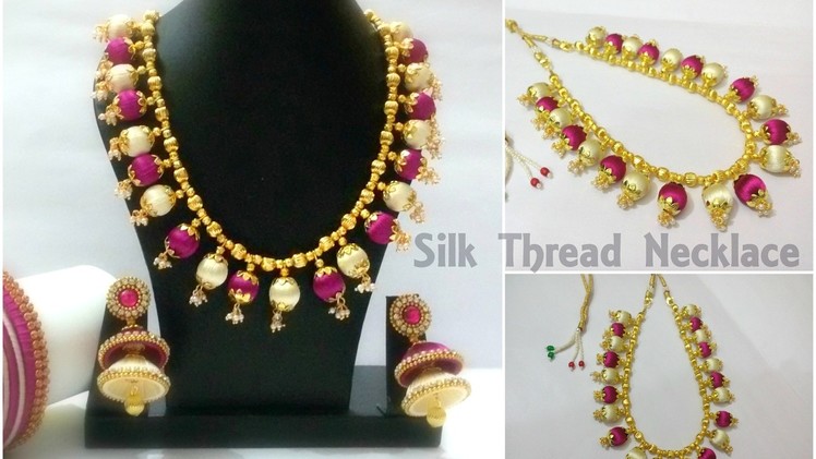 How to make a Designer Silk Thread Necklace with Loreals at Home | Tutorial | Knotty Threadz !