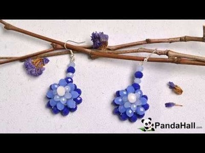 How to Make Beaded Flower Earrings with Blue and White Imitation Jade Beads