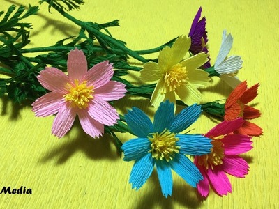 How to make beautiful cosmos flower with crepe paper  easy.DIY Origmai flower craft making tutorials