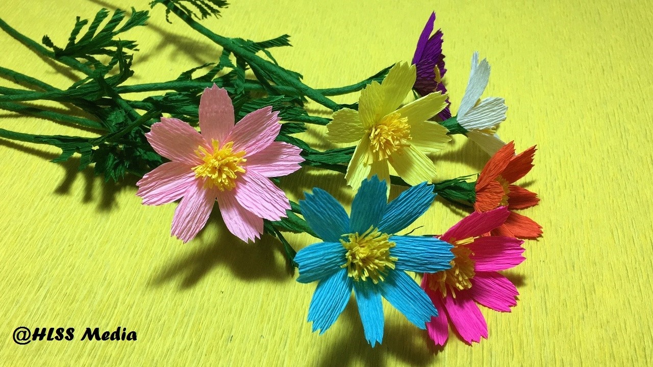 How to make beautiful cosmos flower with crepe paper easy.DIY Origmai