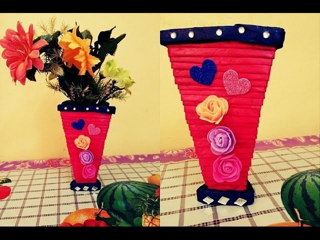 How to make newspaper flower vase I DIY newspaper crafts | Easy made unique flower vase