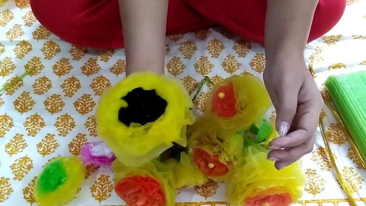 How to make plastic flowers in dual colour