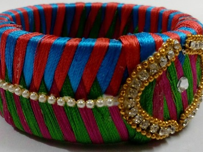 How to make silk thread bangles | Multi color thread kada | Designer Thread Bangles | DIY |