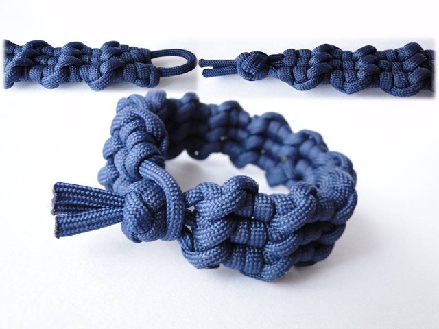 How to Make the "Ocean Waves" Diamond Knot and Loop (without buckle) Paracord Survival Bracelet