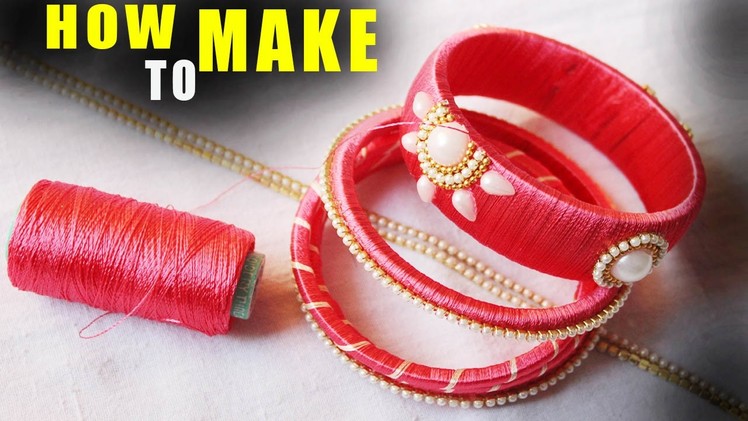 How to make thread bangles at home zig zag party wear bangles step by step latest tutorial