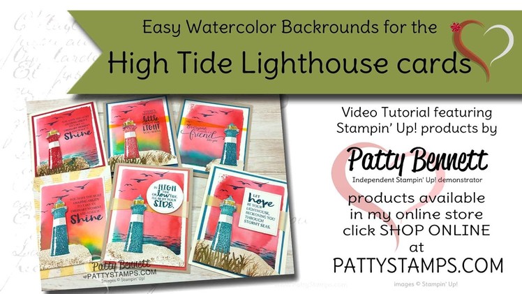 How to stamp the High Tide Lighthouse and watercolor background from Stampin' UP!