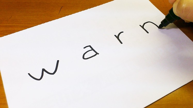 How to turn words WARN into a Cartoon -  Let's Learn drawing art on paper for kids