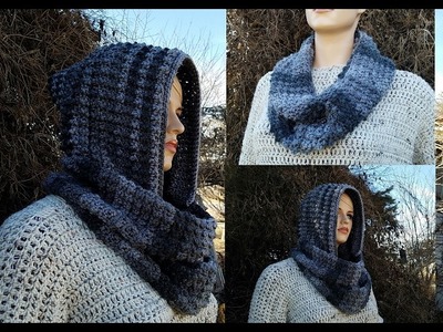 Learn How To #Crochet The Cobblestone Infinity Scarf with Detachable Hood TUTORIAL #367
