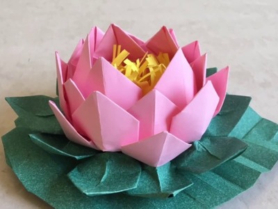 Origami Lotus: Easy paper flower with leaf tutorial (step by step) | Priti Sharma