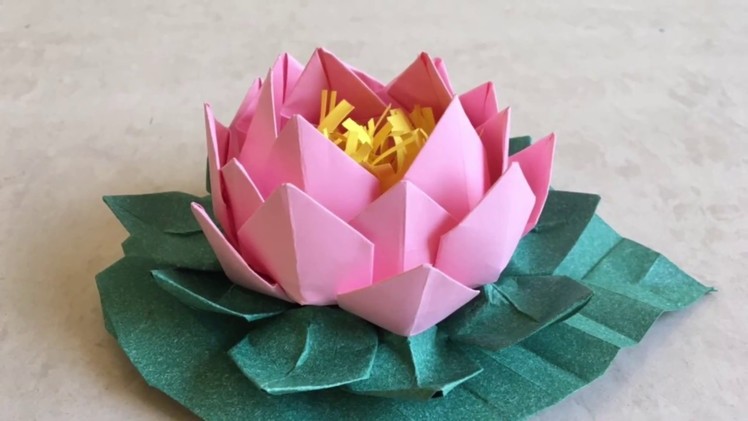 Origami Lotus: Easy paper flower with leaf tutorial (step by step) | Priti Sharma
