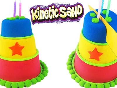 Rainbow Kinetic Sand DIY How to make Colors Kinetic Sand Cake! Birthday Cake Play Sand