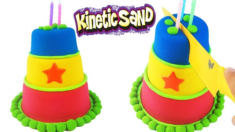 Rainbow Kinetic Sand DIY How to make Colors Kinetic Sand Cake! Birthday Cake Play Sand