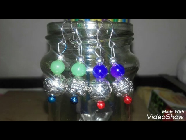 Beginners jewellry tutorial 1 - How to make beaded dangle earrings | DIY quick simple bead  earrings