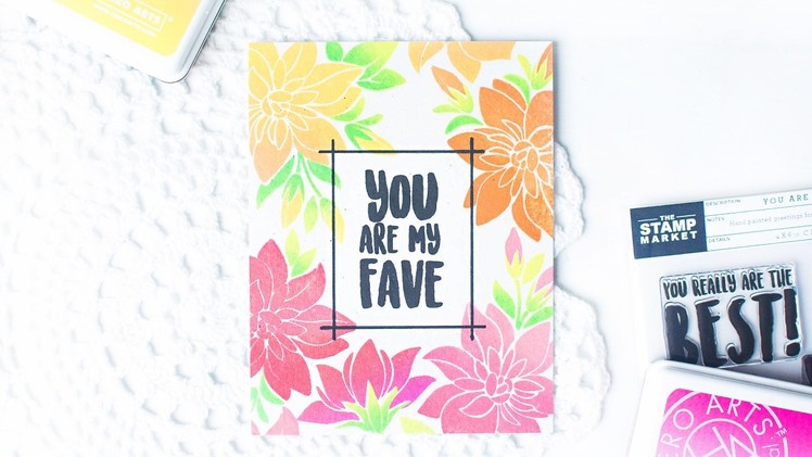 DIY One Layer Card with Floral Stamped Background in Ombre Colors