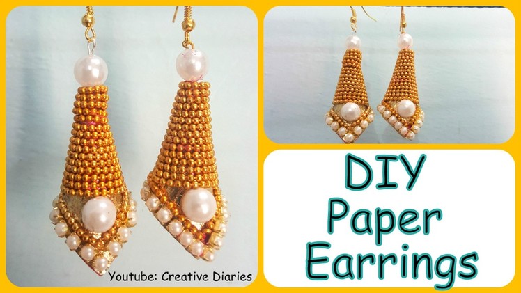 DIY Paper Earring: How to make latest designer party wear earring in easy steps I Creative Diaries
