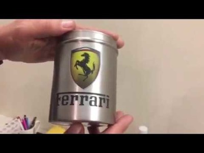 DIY Printed Ferrari coffee tin