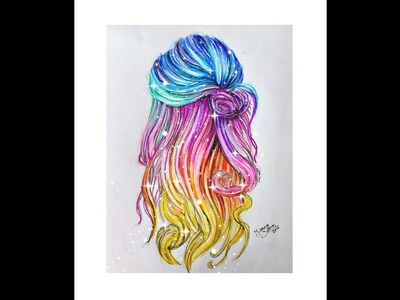 ♡ How to Draw a Rainbow Hair (Speed Drawing) ♡ | Ioana Cotuna