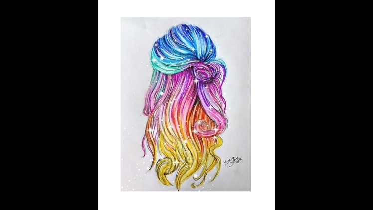 ♡ How to Draw a Rainbow Hair (Speed Drawing) ♡ | Ioana Cotuna