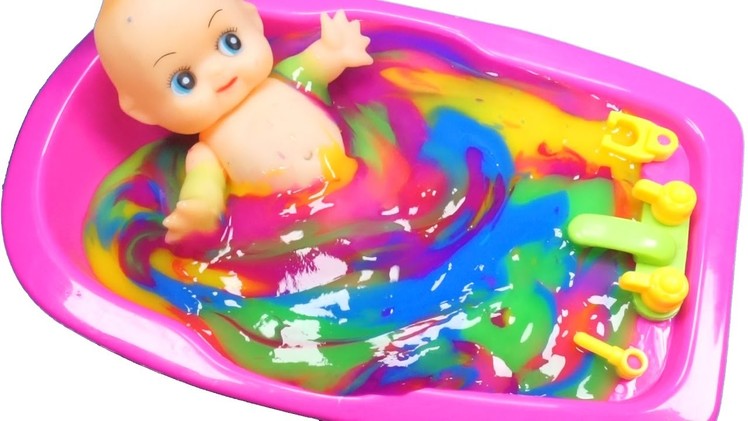 Numbers, Counting Baby Doll Colours Slime Bath Time DIY How to Make Orbeez Slime