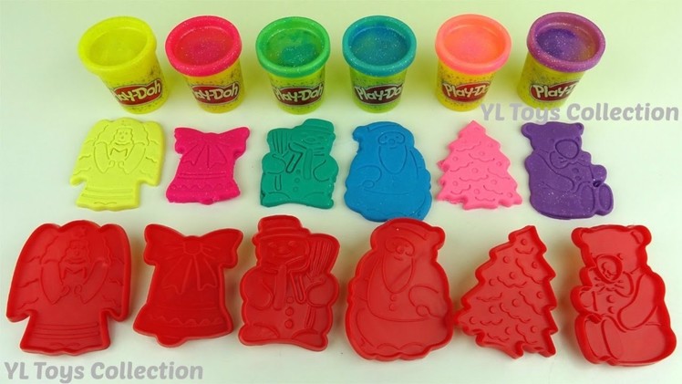 Play Doh Sparkle Christmas Cookie Cutter & Learn Colours with Slime Water Drop Surprise Toys