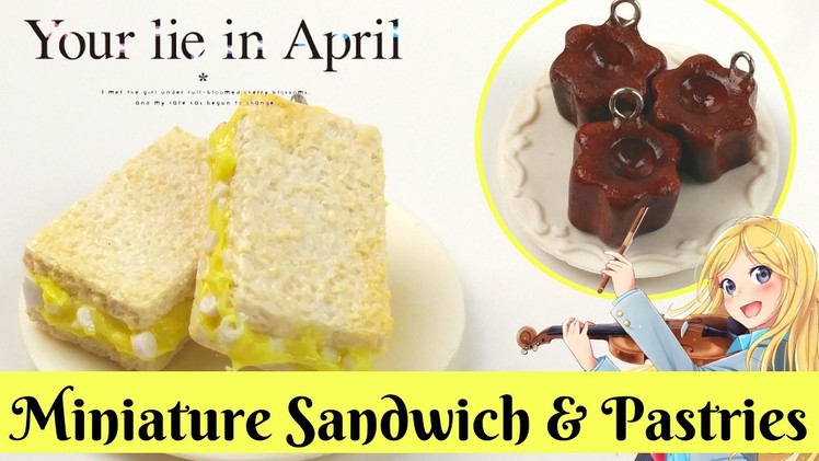 ''Your Lie in April''Miniature Egg Sandwich Polymer Clay -Dollhouse -四月は君の嘘