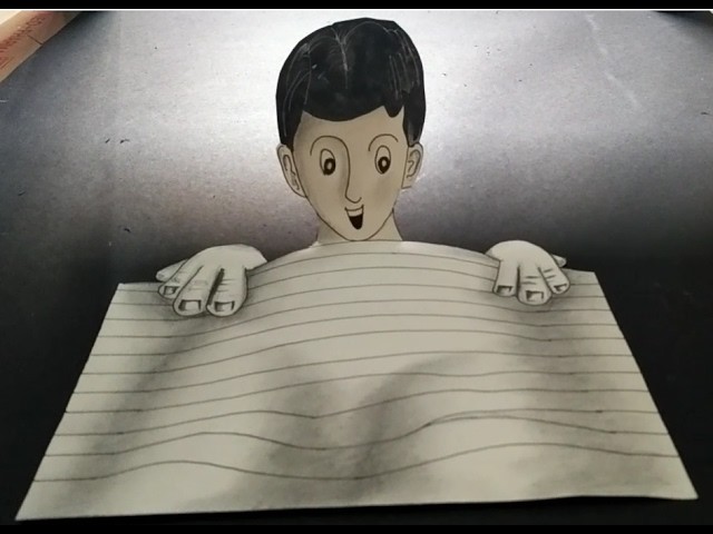 Art & Tricks : Boy in bedsheet 3D #lined paper #speed drawing