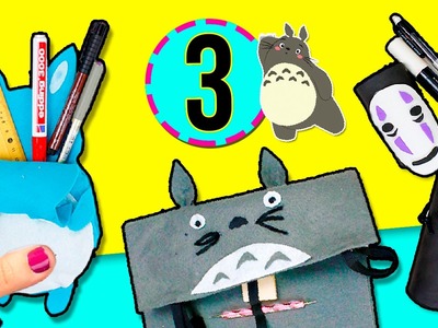 DIY 3 PENCIL CASES ✏️ Super easy tutorial NO SEWING "My Neighbor TOTORO" & "SPIRITED AWAY" inspired