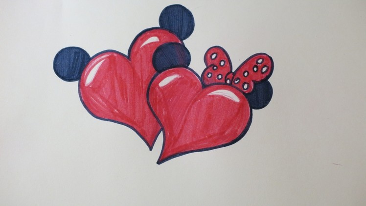 DIY Drawing Hearts with Minnie and Mickey's Ears. Cute Drawings for Valentine's
