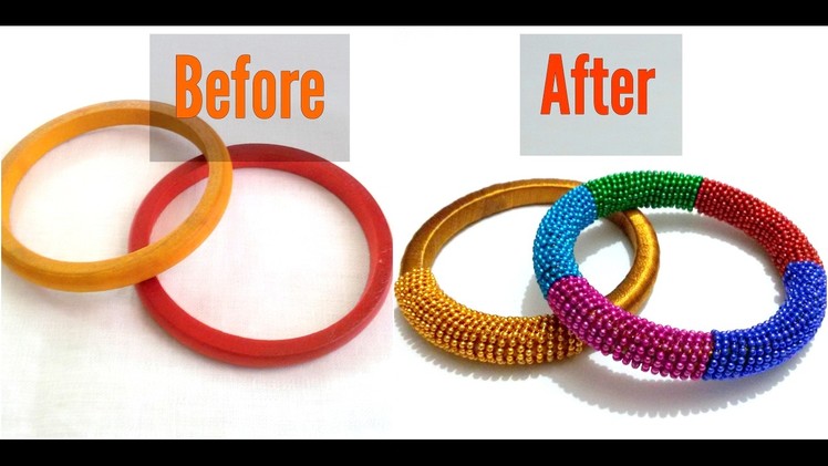 DIY | Recycle Old Wooden Bangles into Trendy Party Wear Bangles | Knotty Threadz !!