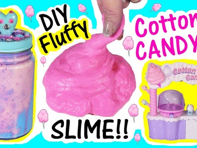 DIY SQUISHY Fluffy Cotton Candy SLIME Putty! Make Your Own Pink & Blue Swirly! Decorate Jar! FUN