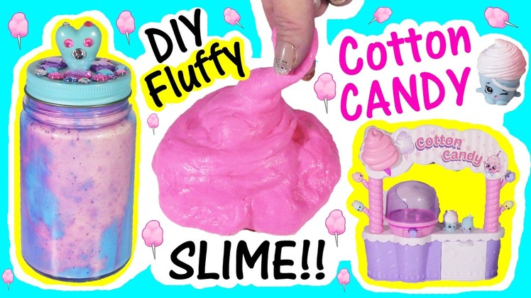 DIY SQUISHY Fluffy Cotton Candy SLIME Putty! Make Your Own Pink & Blue Swirly! Decorate Jar! FUN