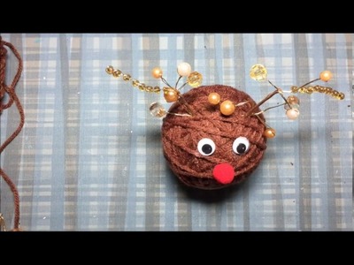 Easy reindeer ornament tutorial, yarn wrapping FUN