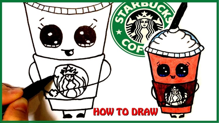 HOW TO DRAW a Starbucks Frappuccino Cute step by step Cartoon Drink