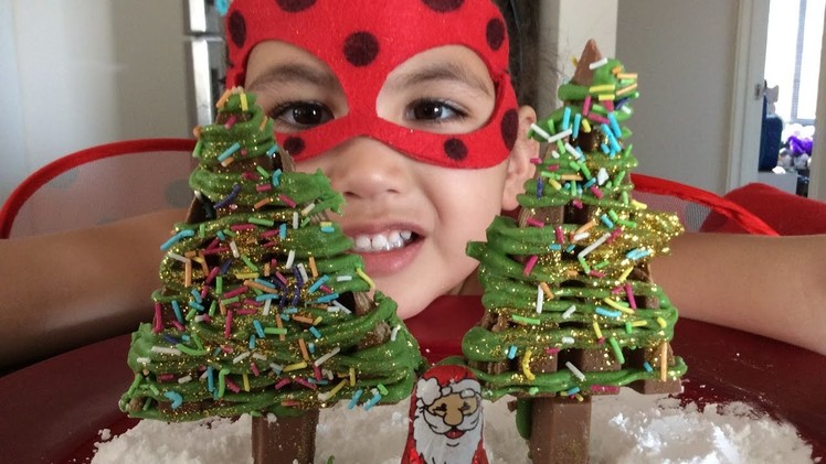 HOW TO MAKE KIT KAT CHRISTMAS TREES FOR KIDS - CHRISTMAS FOOD. TREATS